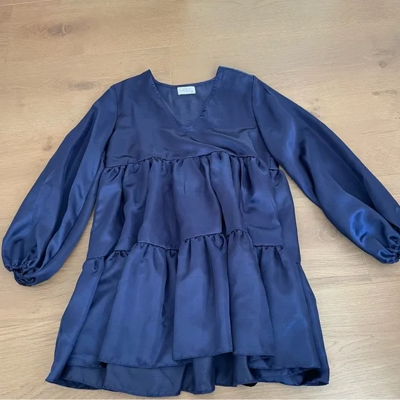 navy blue flowy dress short Chrisley Navy Textured Short Dress | Women's Clothing